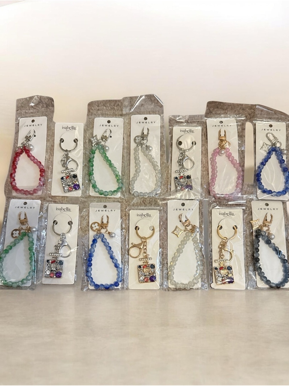 Keychain bag charms - Assorted Colors wholesale lot of 14